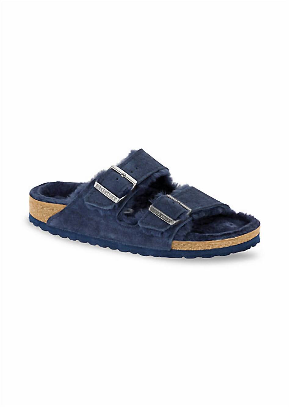 NEW BIRKENSTOCK men's arizona shearling two strap slide sandal in night/night su